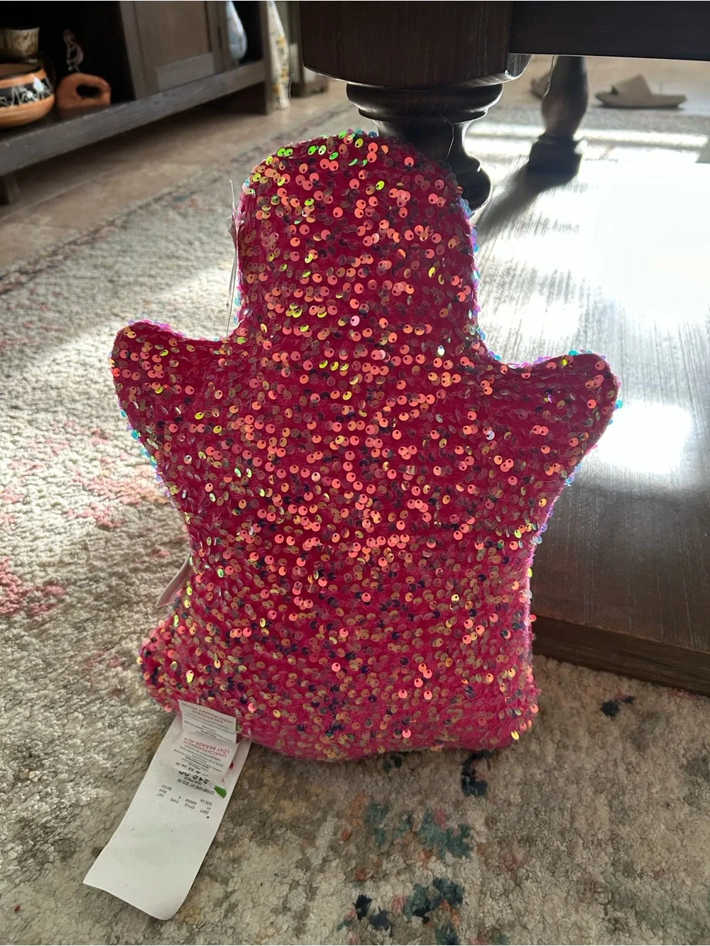 Sequin Pink Ghost Accent Pillow by